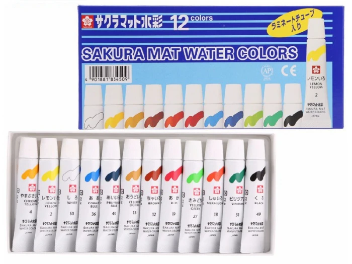 สีน้ำ ซากุระ 12 สี  หลอดลามิเนต